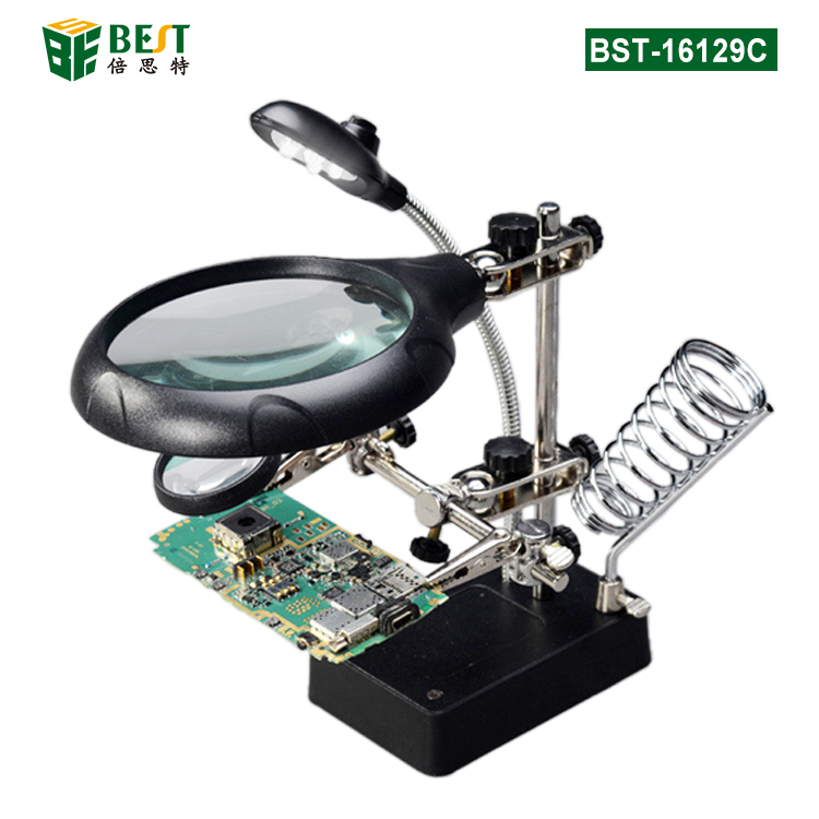 BST-16129C 带辅助夹台式放大镜 焊接放大镜