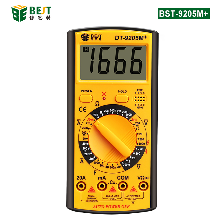 BST-9205M+ 多功能数字万用表 手动量程 三位半背光显示屏