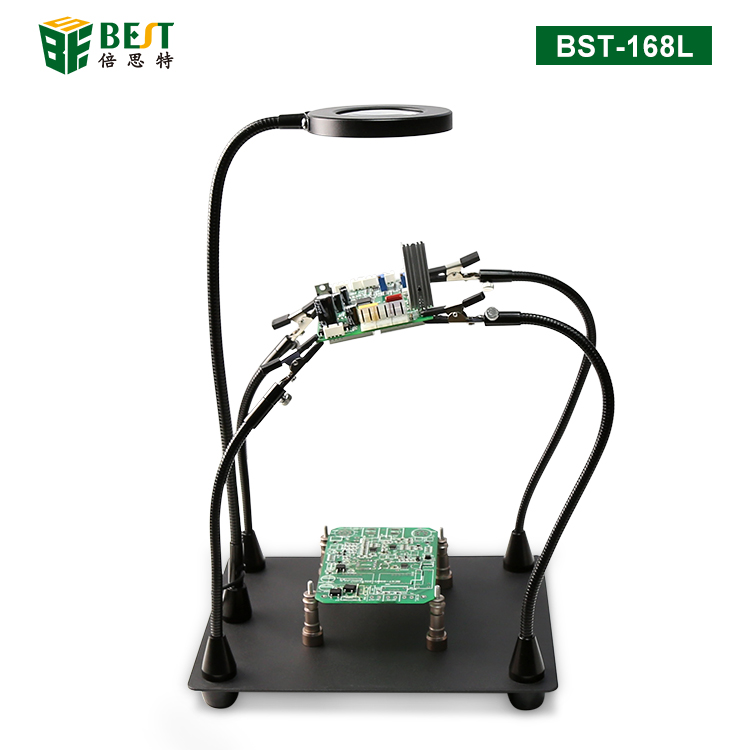 BST-168L 焊接放大镜 台式手机电路板维修专用辅助夹具 带灯照明工作台灯